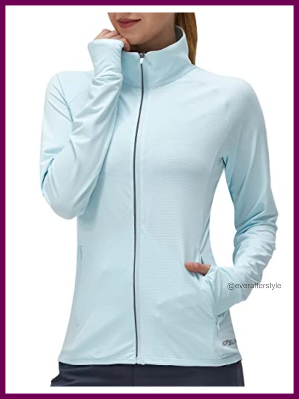 UPF 50+ Sun Protection Lightweight Athletic Jacket Full Zip Thumbholes Pockets